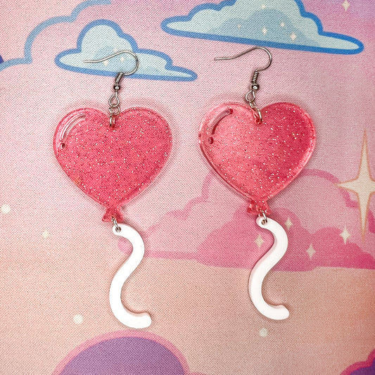 Heart Balloon Earrings (Pink Shimmer)