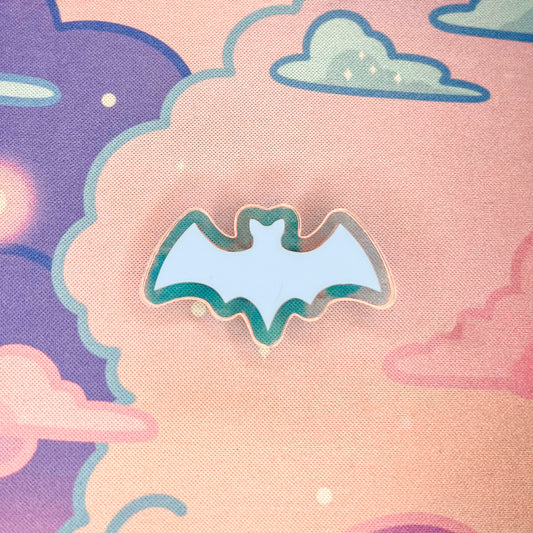 Pastel Blue and Iridescent Acrylic Bat Pin