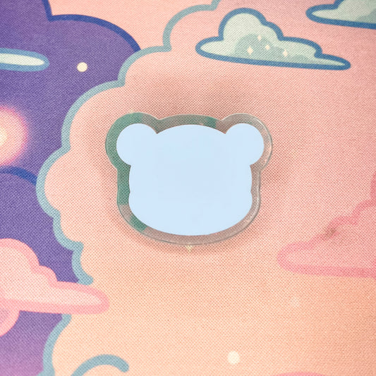 Pastel Blue and Iridescent Acrylic Teddy Bear Pin