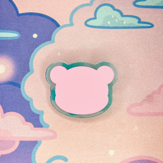 Pastel Pink and Iridescent Acrylic Teddy Bear Pin