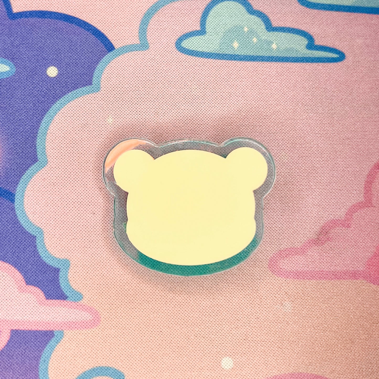 Pastel Yellow and Iridescent Acrylic Teddy Bear Pin