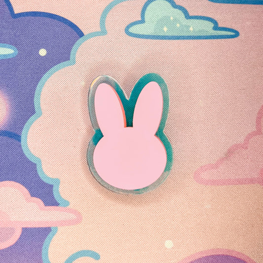 Pastel Pink and Iridescent Acrylic Bunny Pin