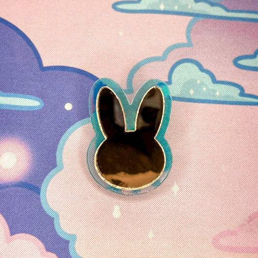 Gold Mirror and Iridescent Acrylic Bunny Pin