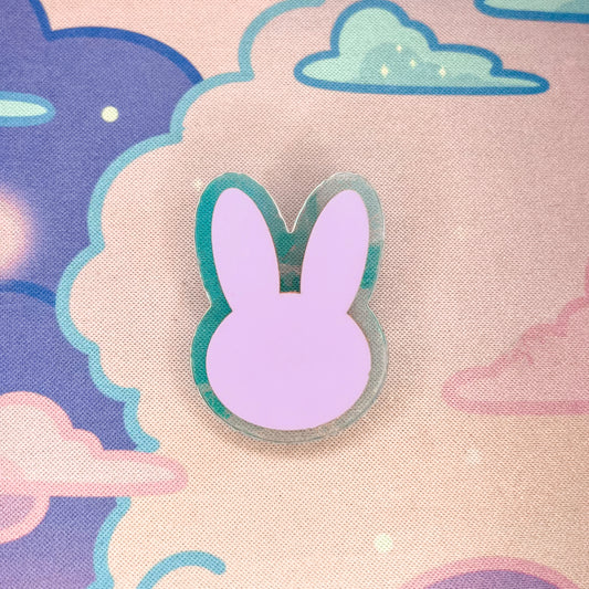 Pastel Lavender and Iridescent Acrylic Bunny Pin