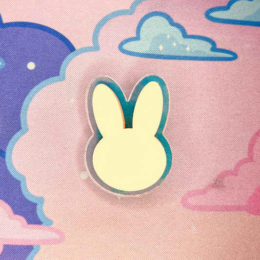 Pastel Yellow and Iridescent Acrylic Bunny Pin