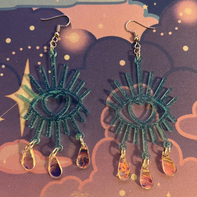 Cosmic Eye Statement Earrings (Blue Shimmer)