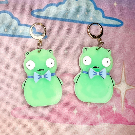 Kuchi Kopi Statement Earrings (Blue Bowtie)